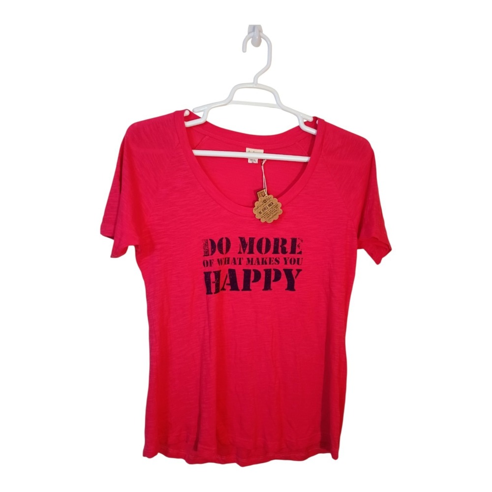 Love Happy Natural Life Pink Do More If What Makes You Happy Women M Cotton Tee